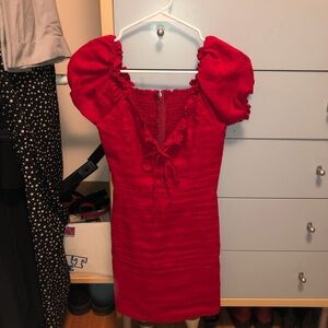 Little red riding hood mini dress ruffle sleeves